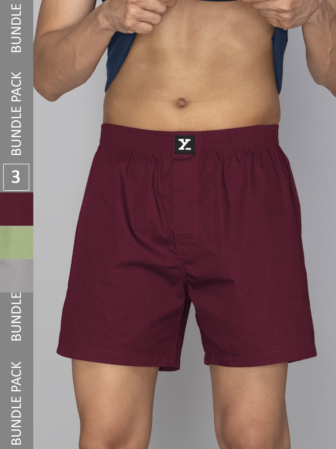 

XYXX Men Pack Of 3 Cotton Boxers XYBOX3PCKN264, Burgundy
