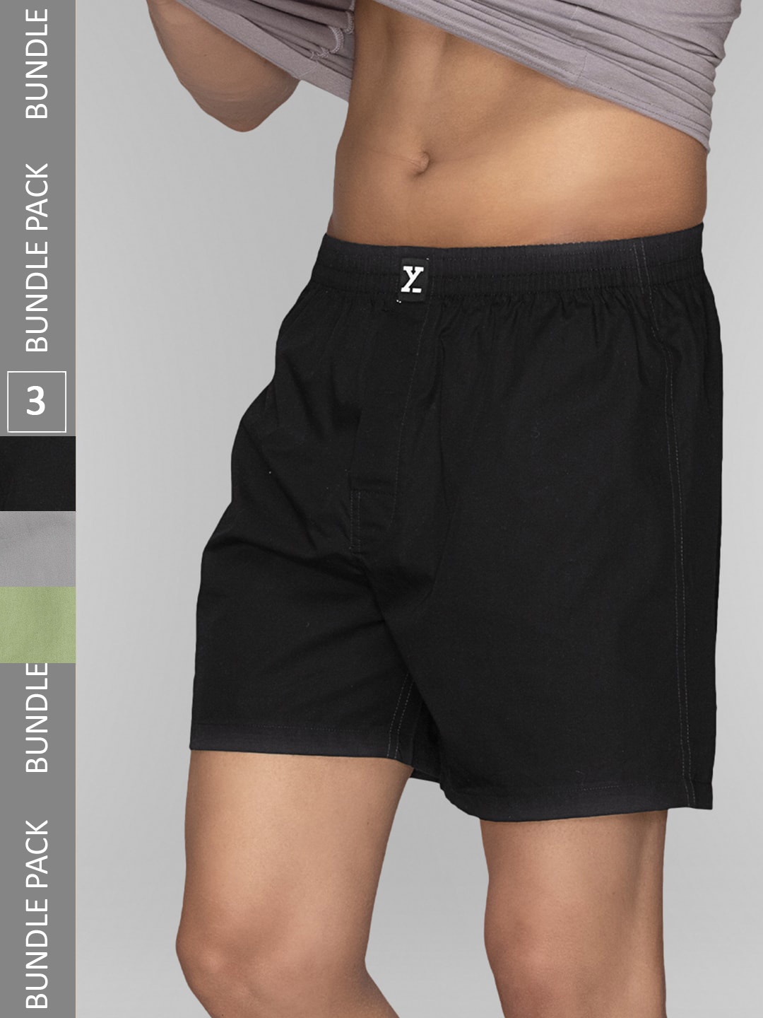 

XYXX Men Pack Of 3 Cotton Boxers XYBOX3PCKN265, Black