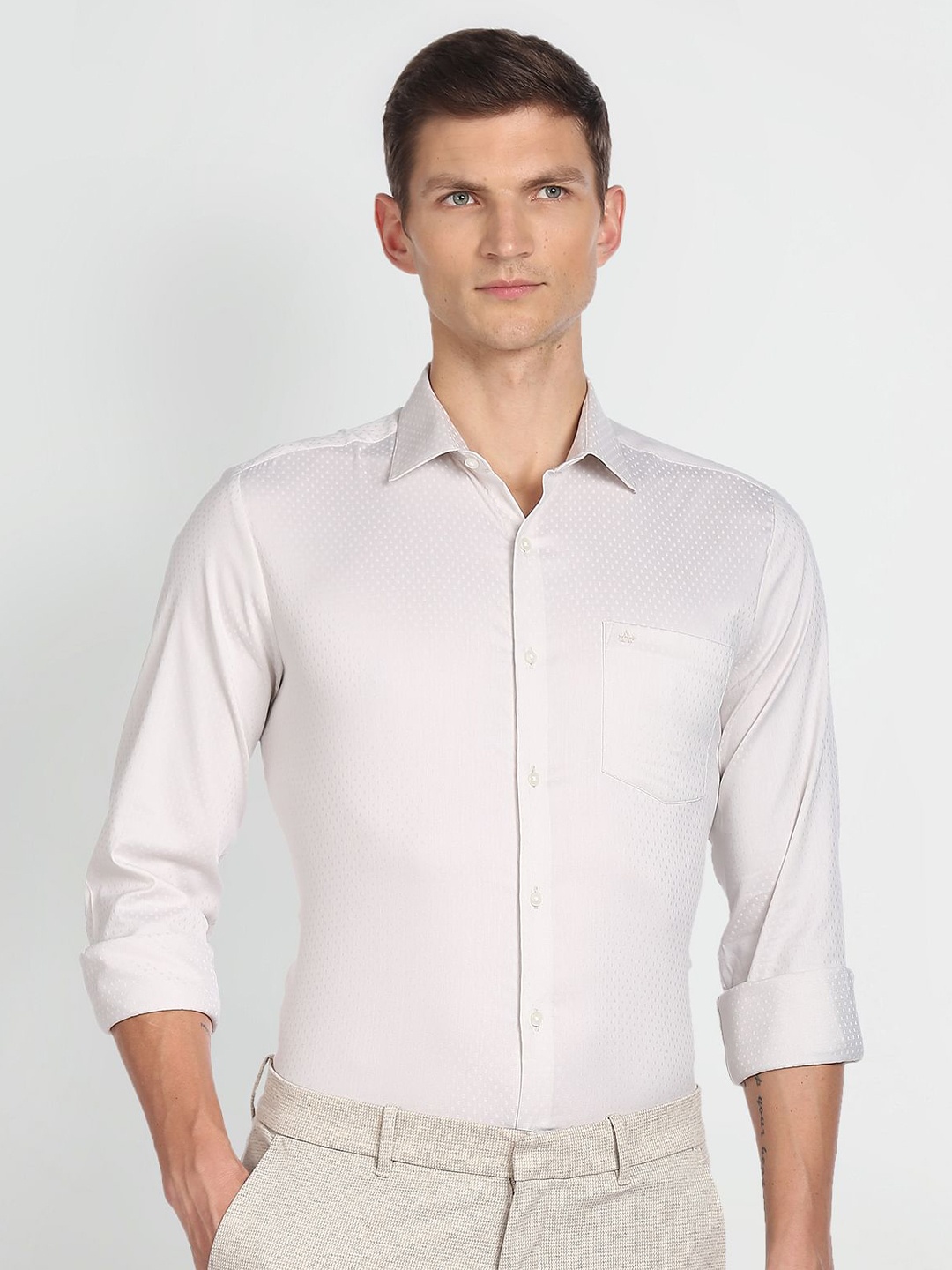 

Arrow Slim Fit Opaque Formal Shirt, Beige