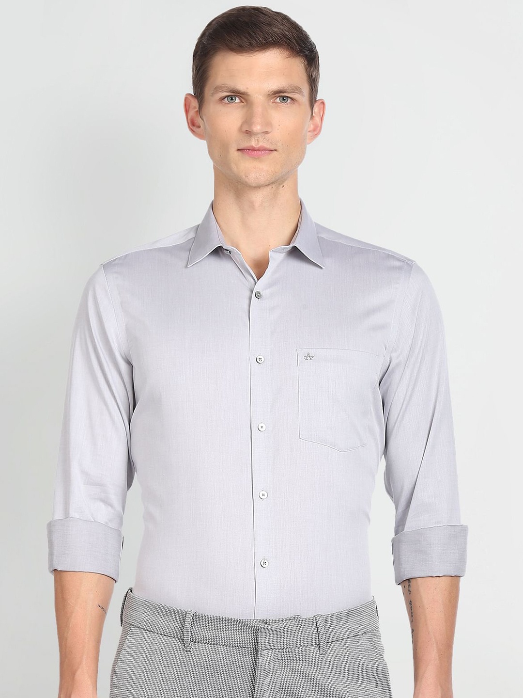

Arrow Men Auto Press Twill Pure Cotton Formal Shirt, Grey