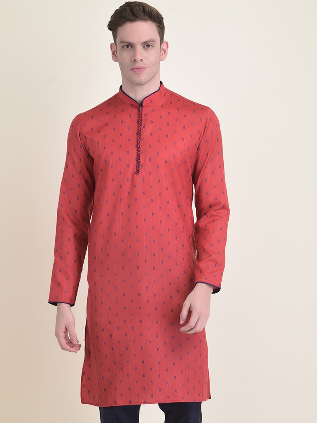 

DEYANN Woven Design Regular Kurta With Pyjamas, Red