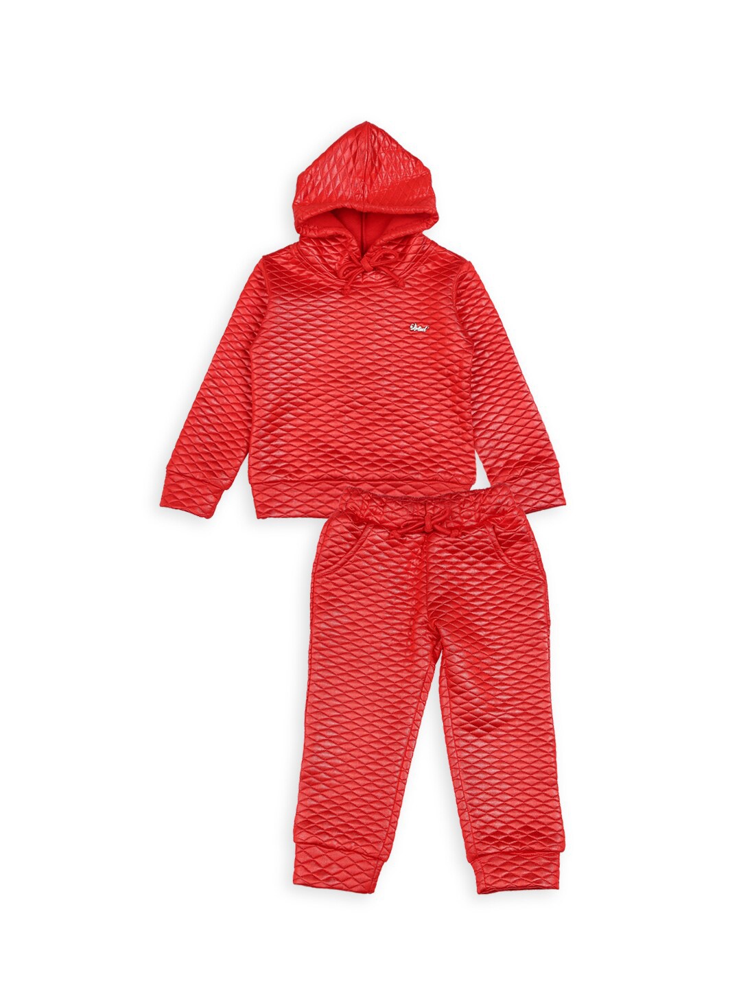 

Actuel Girls Self Design Sweat Top & Joggers, Red