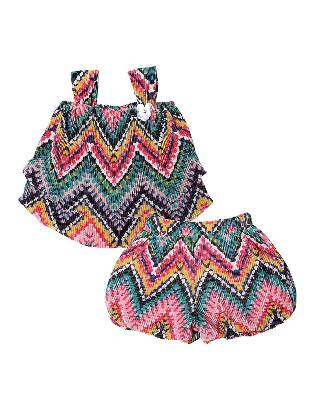 

Actuel Girls Printed Top With Shorts, Blue