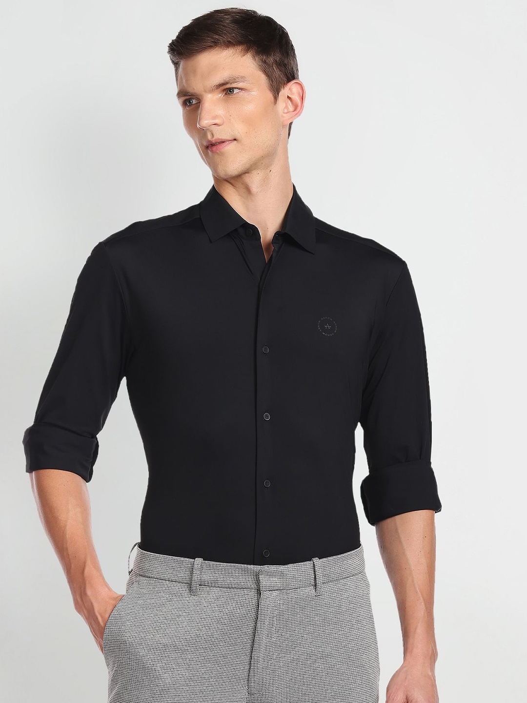 

Arrow New York Slim Fit Opaque Knitted Casual Shirt, Black