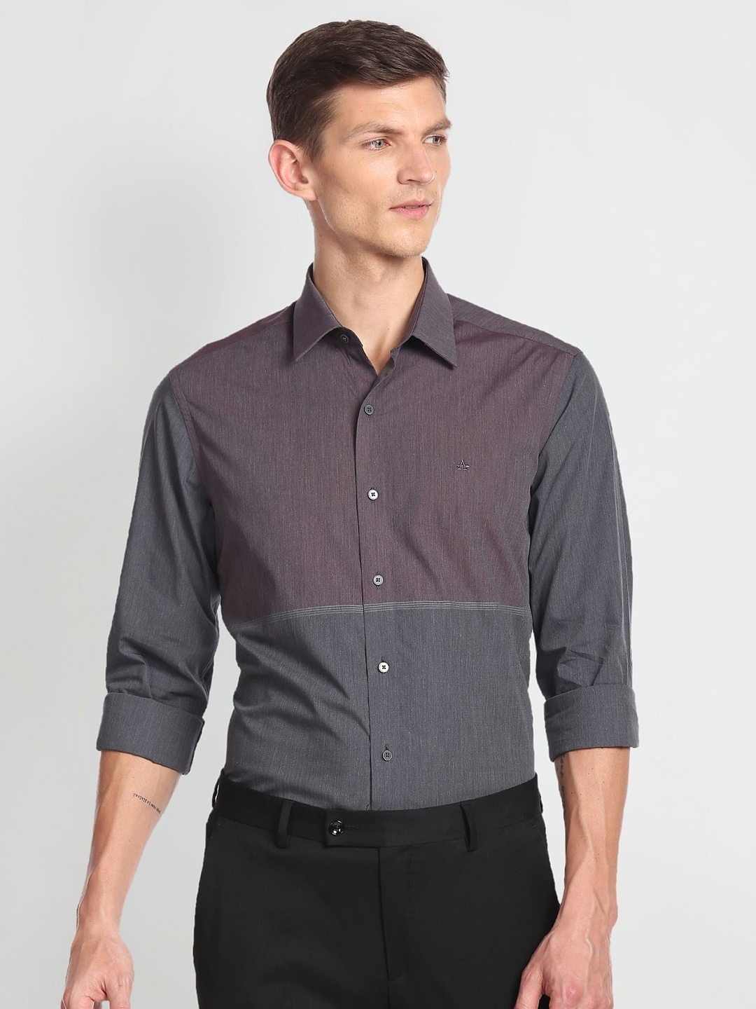 

Arrow New York Slim Fit Opaque Pure Cotton Formal Shirt, Grey
