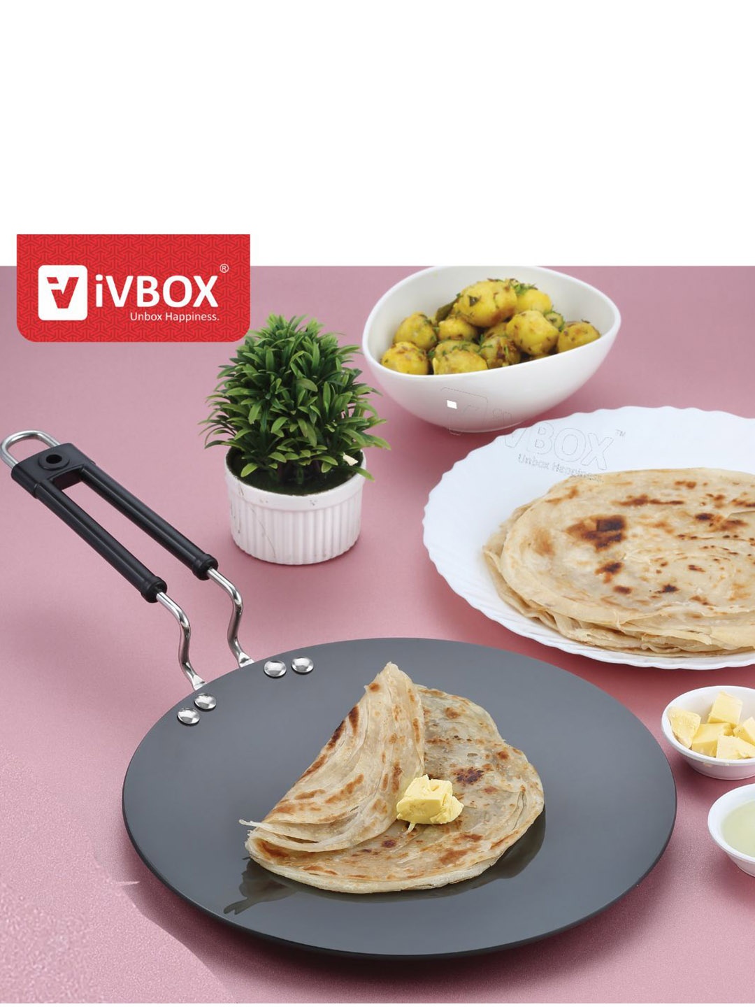 

iVBOX Hexa Grey Non-Toxic & Durable 3mm Roti Tawa - 25 cm