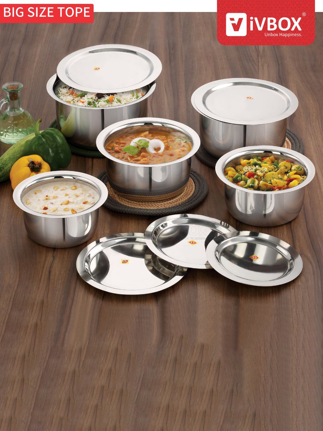 

iVBOX 5-Pieces Stainless Steel Cookwares, Silver