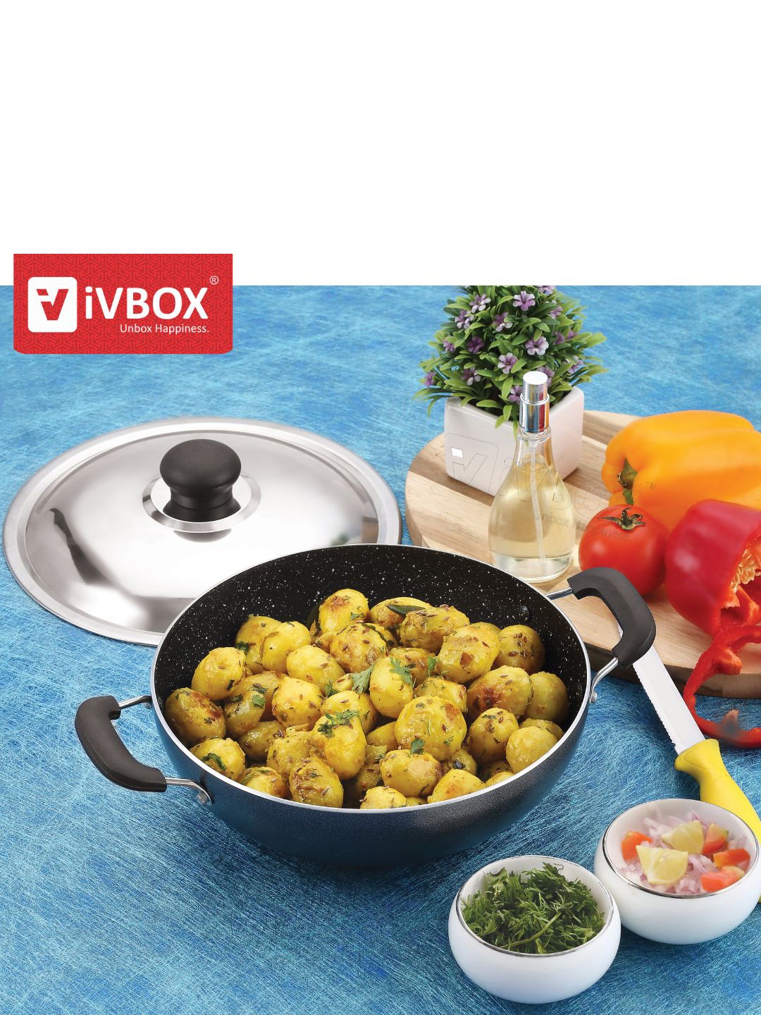 

iVBOX Eco Deep Grey Outer Hard-Stone Coating Non-Stick Aluminum Kadai With Lid-2 L