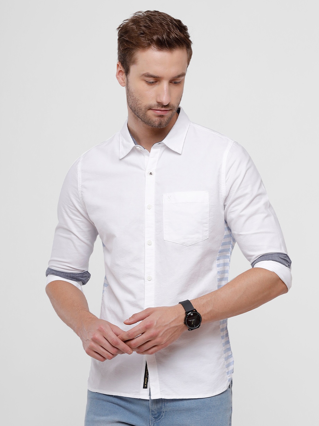 

WROGN Standard Slim Fit Oxford Cotton Casual Shirt, White