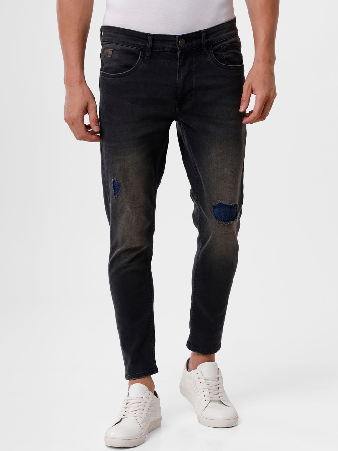 

WROGN Men Slim Fit Mildly Distressed Heavy Fade Stretchable Jeans, Grey