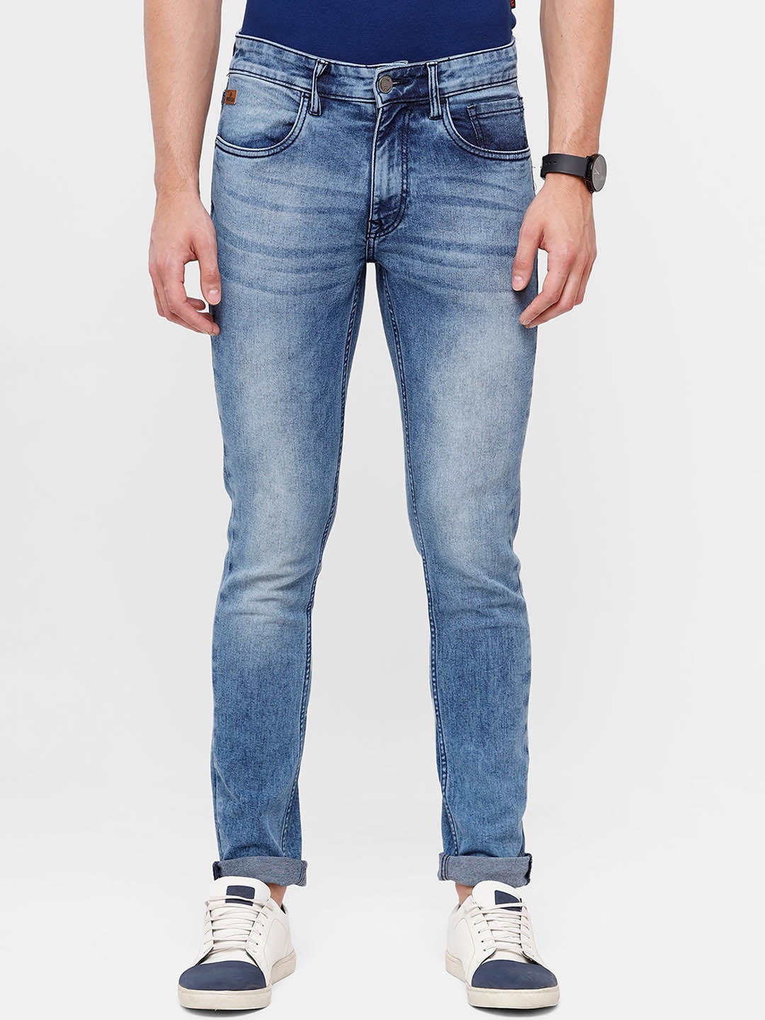 

WROGN Men Slim Fit Mid-Rise Heavy Fade Stretchable Jeans, Blue