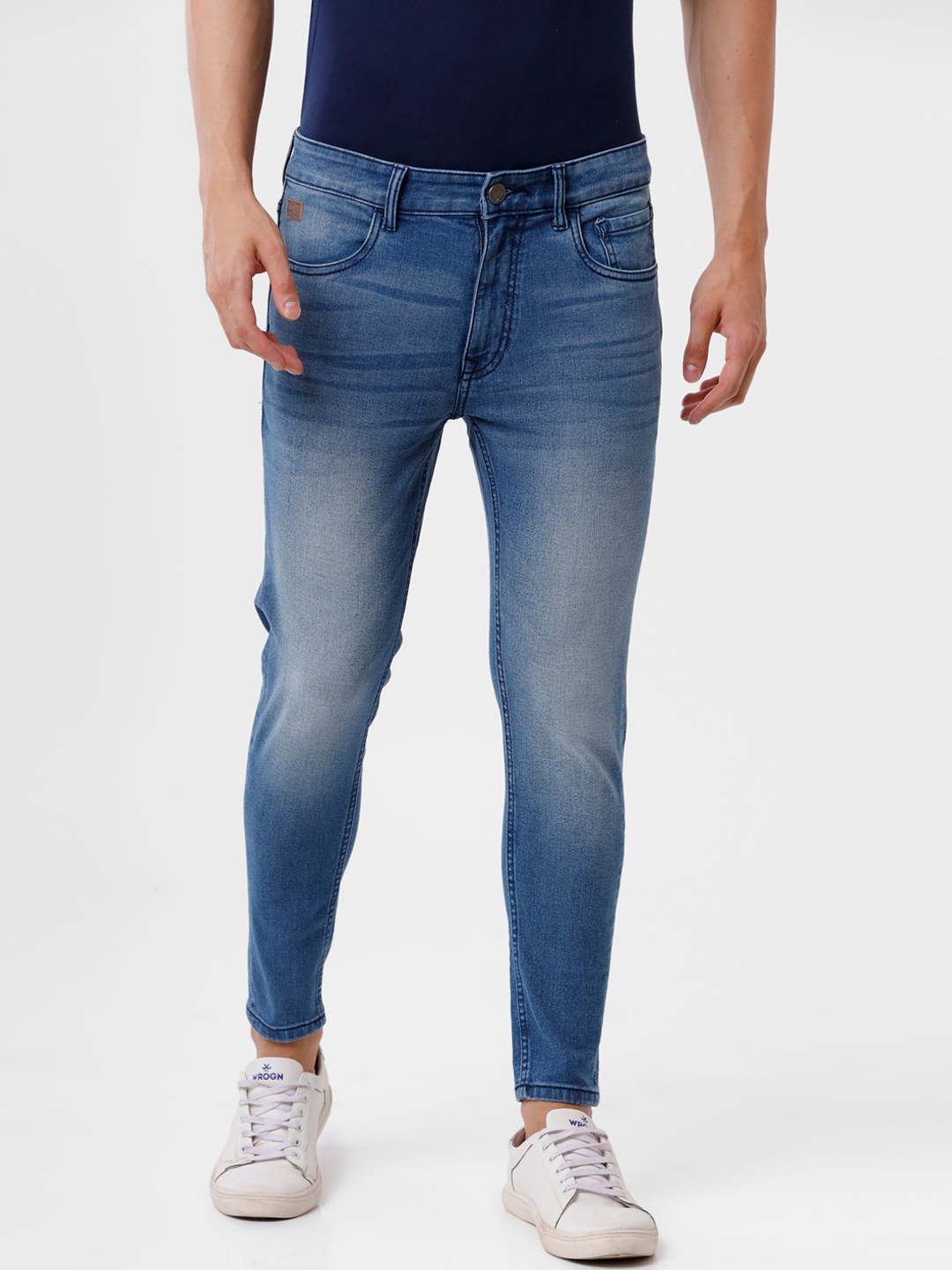 

WROGN Men Slim Fit Mid-Rise Heavy Fade Stretchable Jeans, Blue