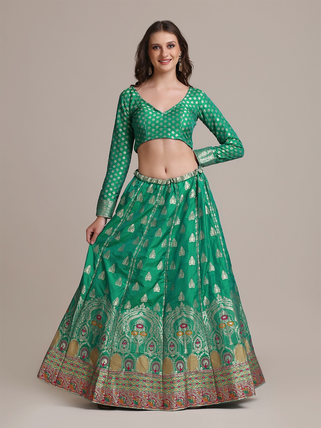 

Atsevam Embellished Semi-Stitched Lehenga & Unstitched Blouse With Dupatta, Turquoise blue