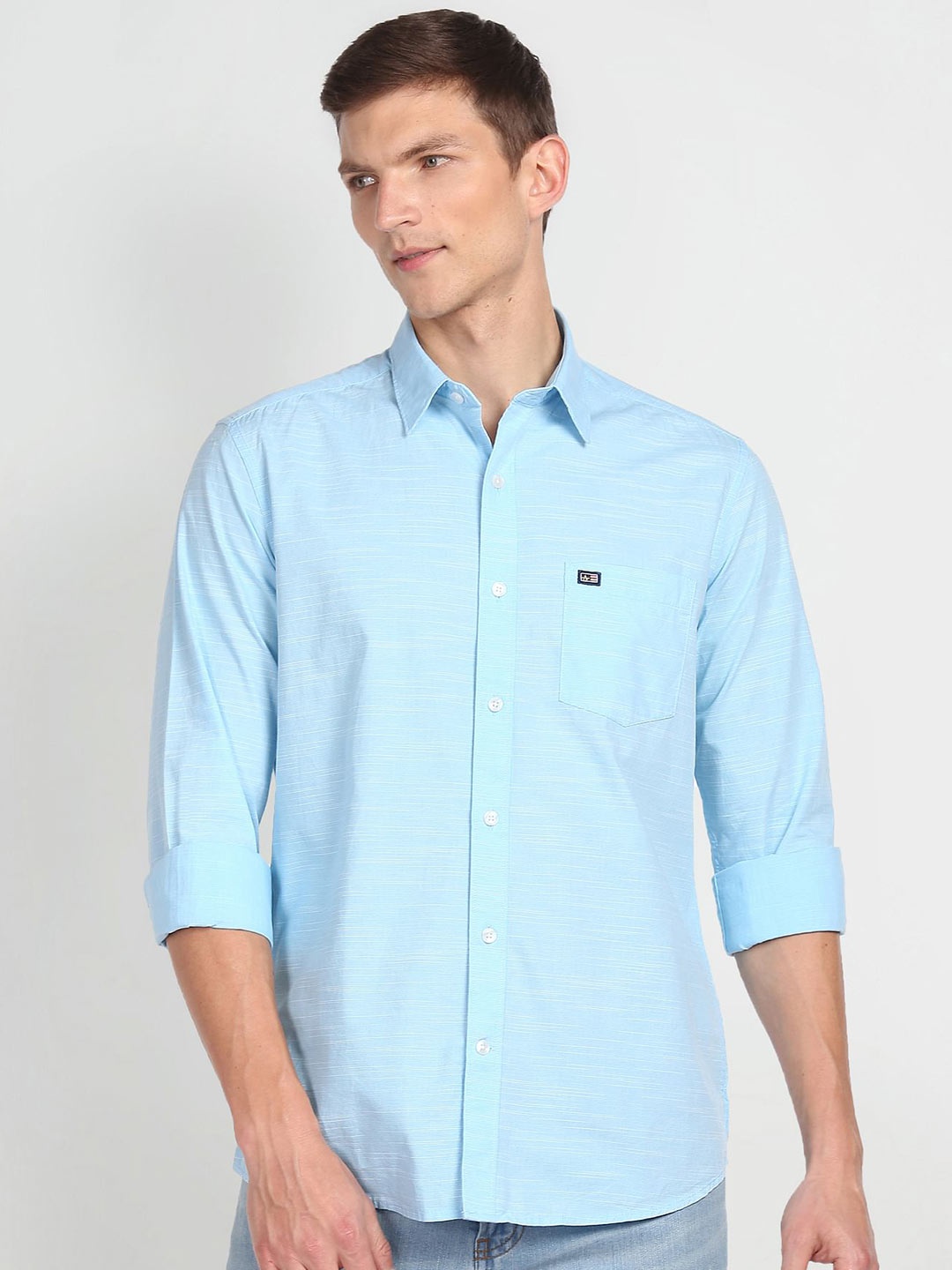 

Arrow Sport Slim Fit Opaque Striped Pure Cotton Casual Shirt, Blue