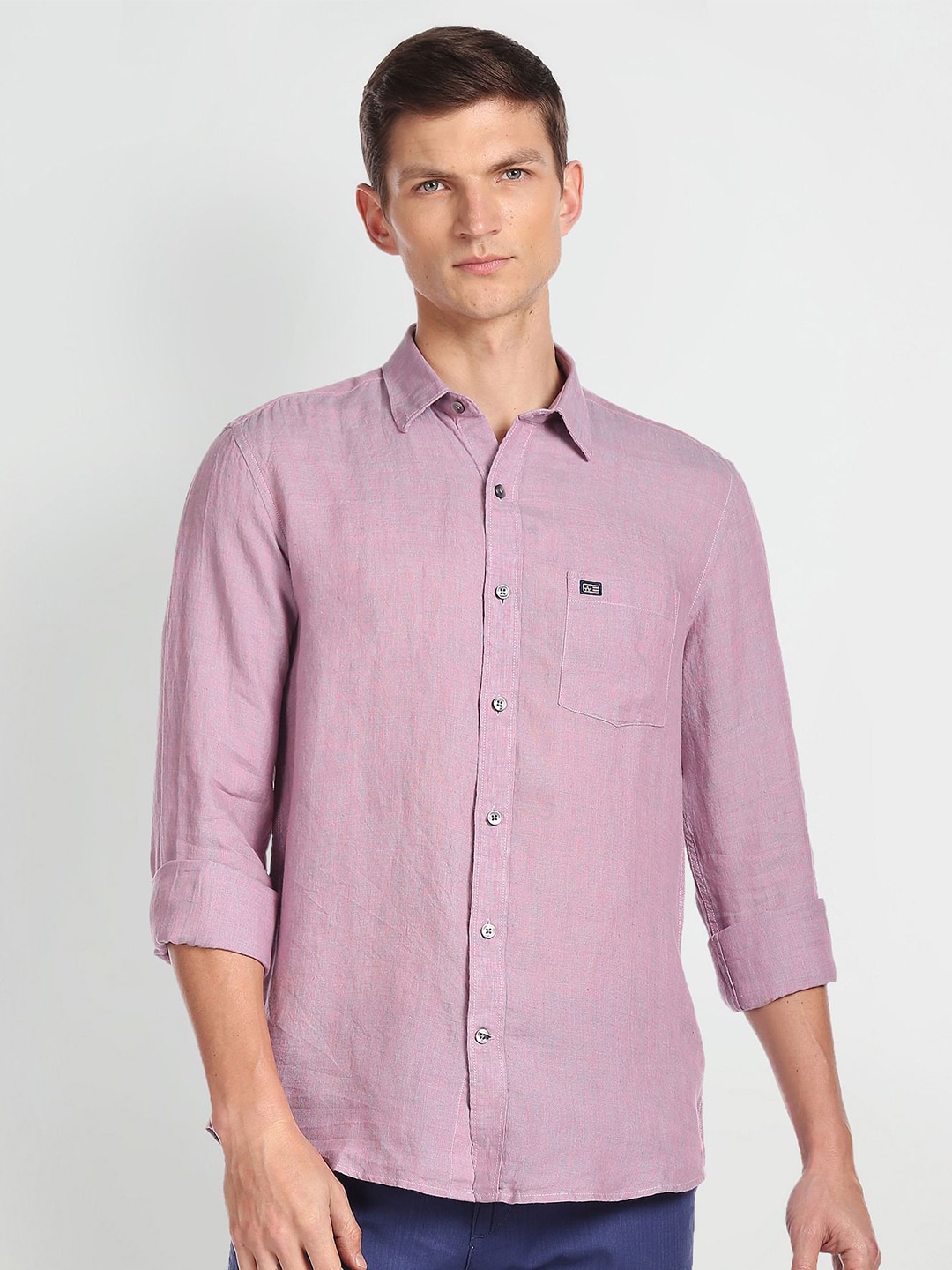 

Arrow Sport Slim Fit Pure Linen Casual Shirt, Purple