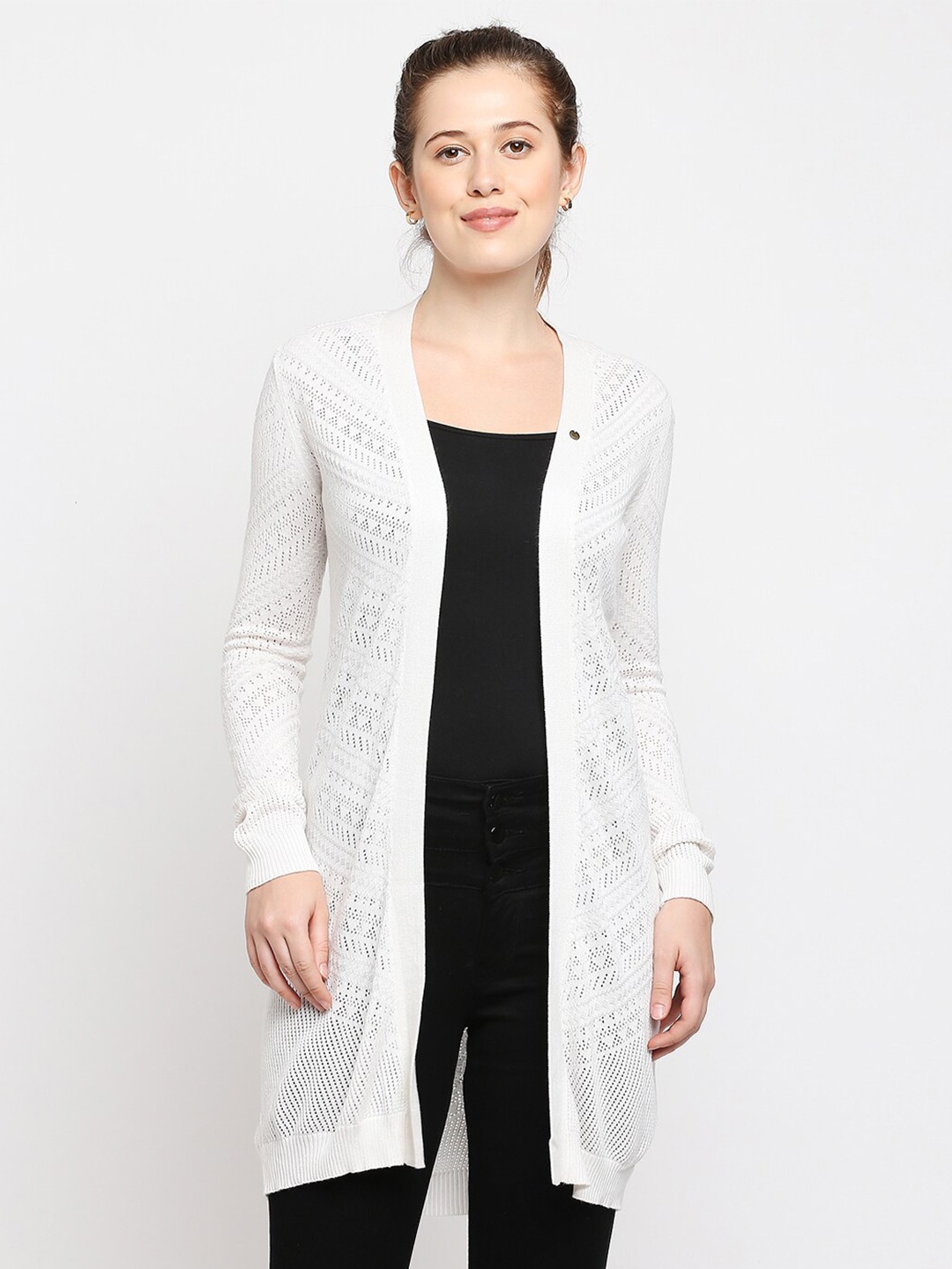 

Being Human Self Design Open Front Longline Shrug, White