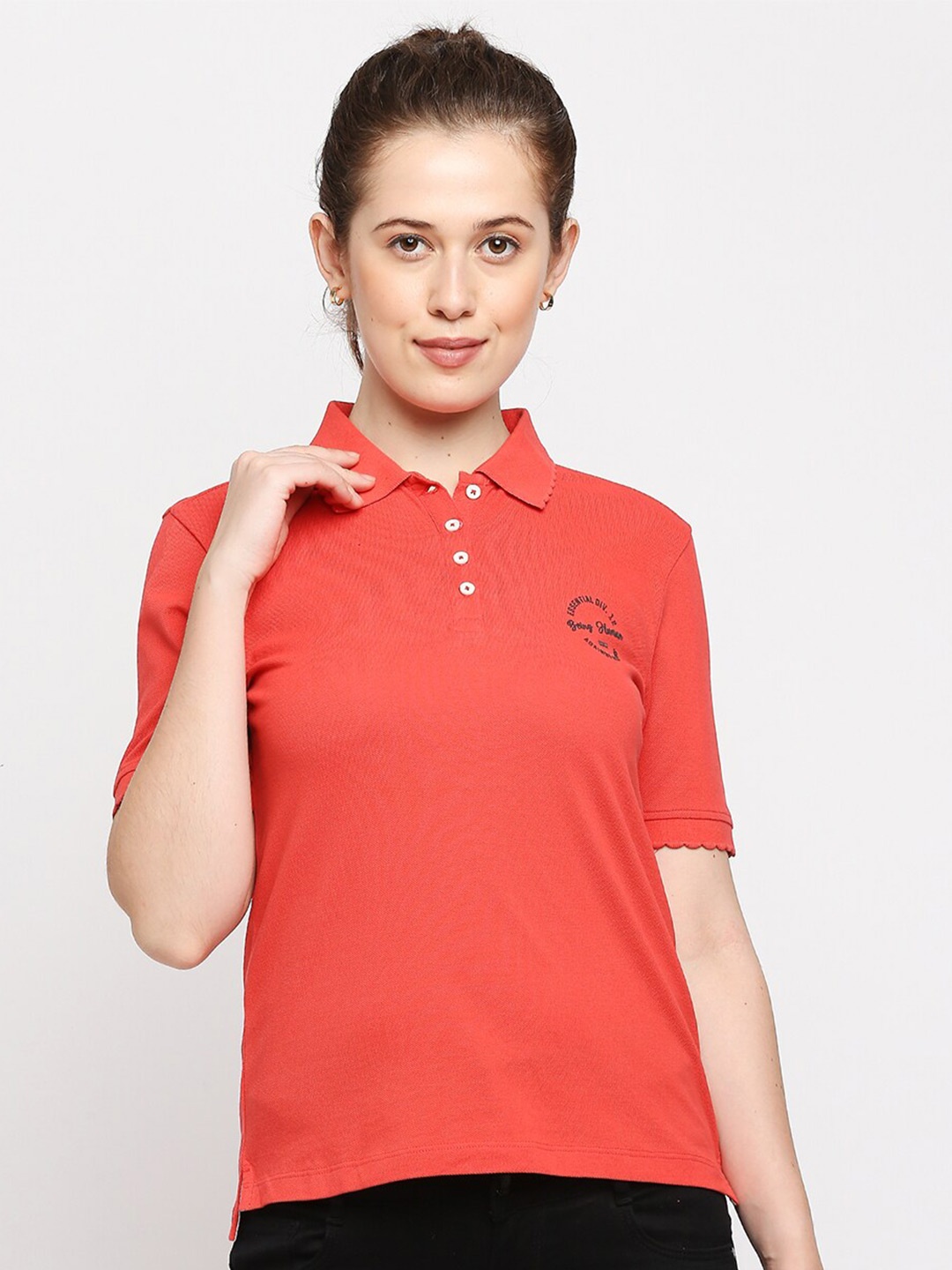 

Being Human Polo Collar Slim Fit Casual Cotton T-shirt, Red