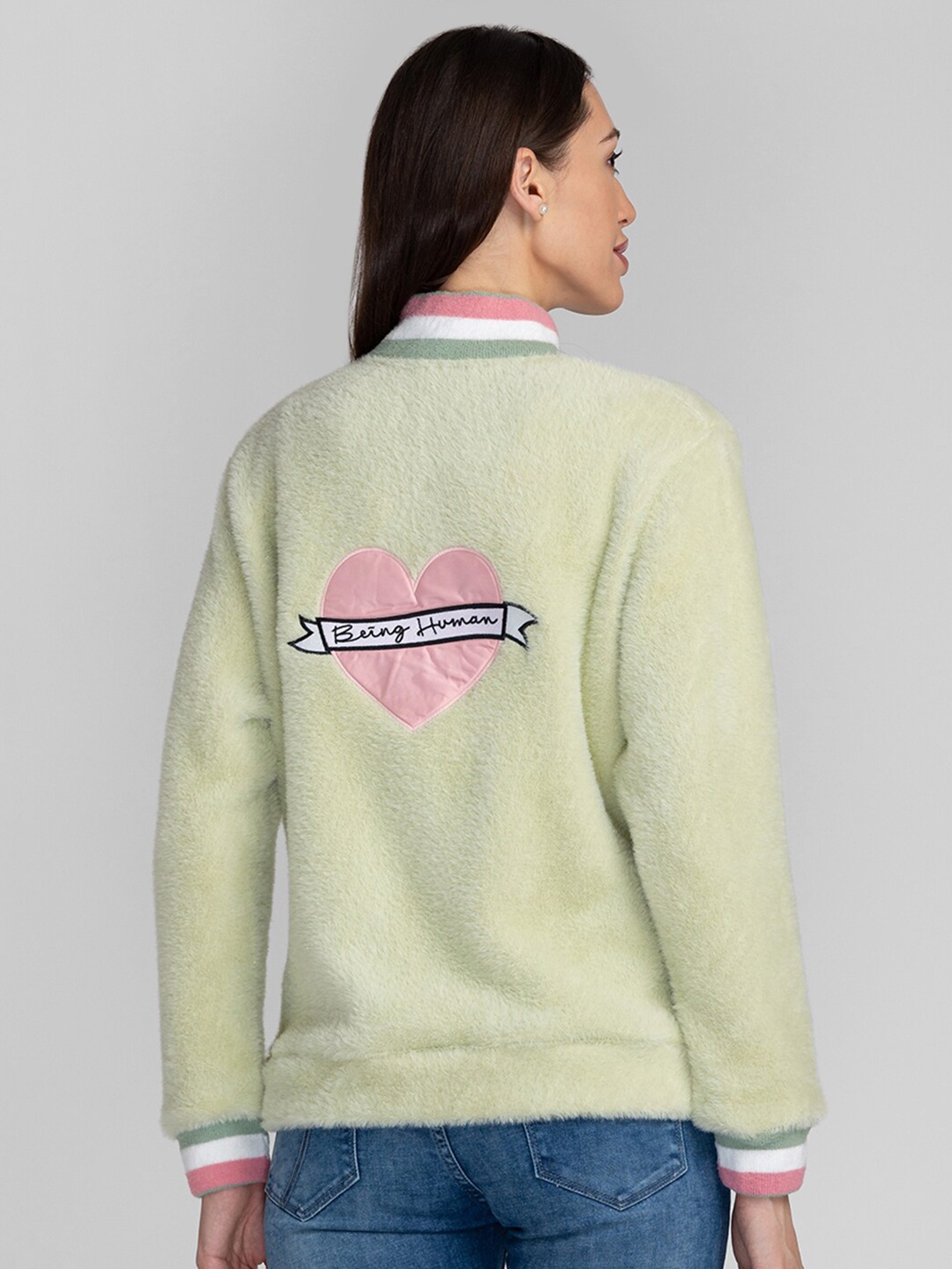 

Being Human High Neck Long Sleeves Sweatshirt, Green