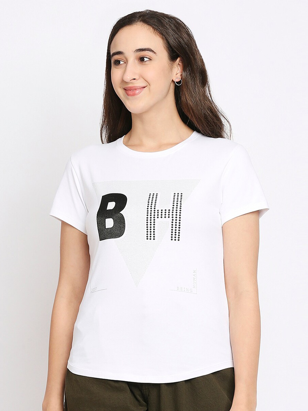 

Being Human Typography Printed Casual Cotton T-shirt, White