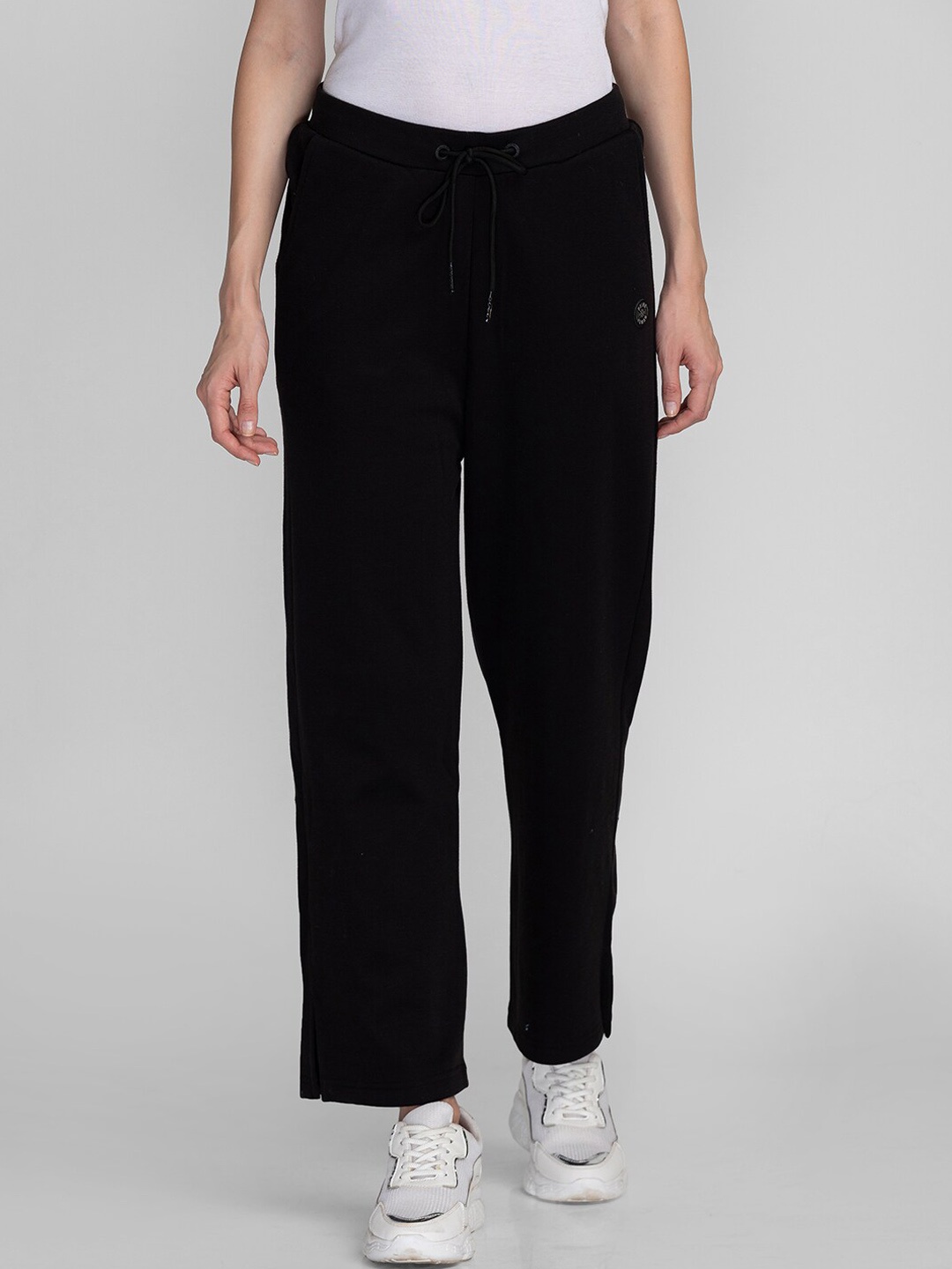 

Being Human Women Relaxed-Fit Mid-Rise Track Pants, Black