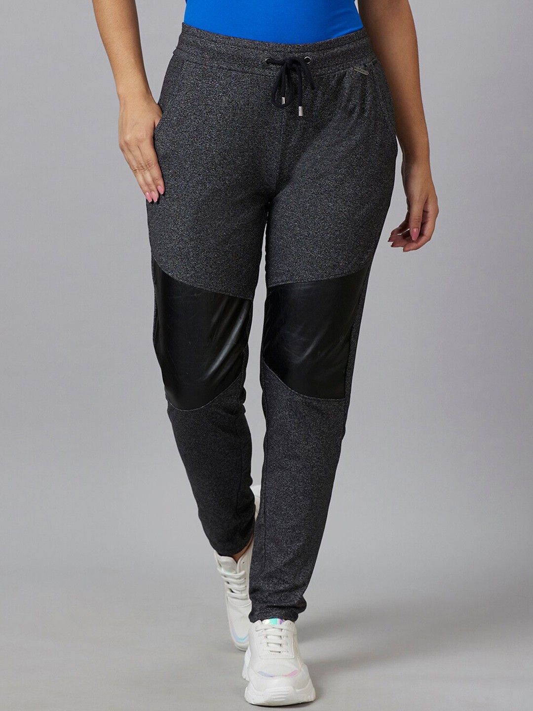 

Being Human Women Colourblocked Mid-Rise Joggers, Black