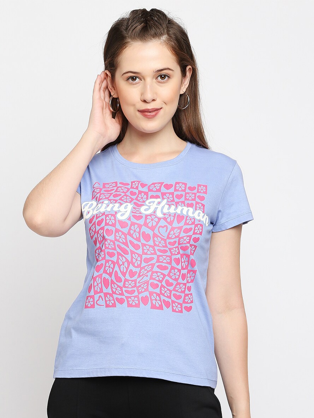 

Being Human Typography Printed Casual Cotton T-shirt, Blue