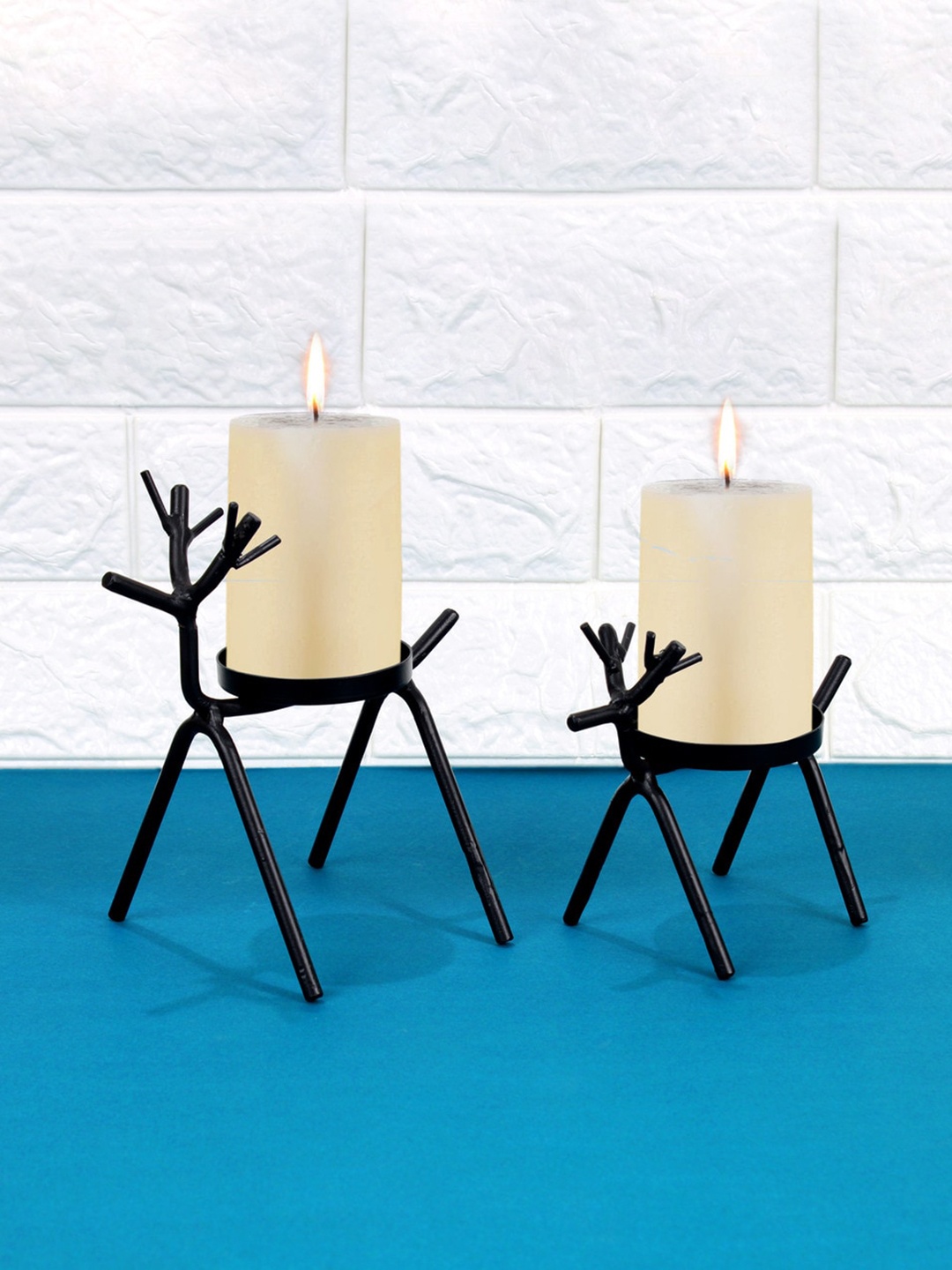 

MODEFE Black 2 Pieces Candle Deer Shapped Holders