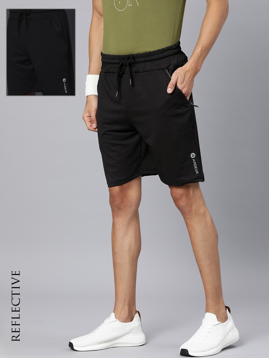 

ARDEUR Men Solid Outdoor Sports Shorts, Black