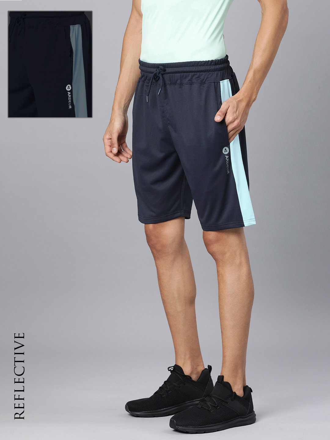 

ARDEUR Men Striped Outdoor Sports Shorts, Navy blue