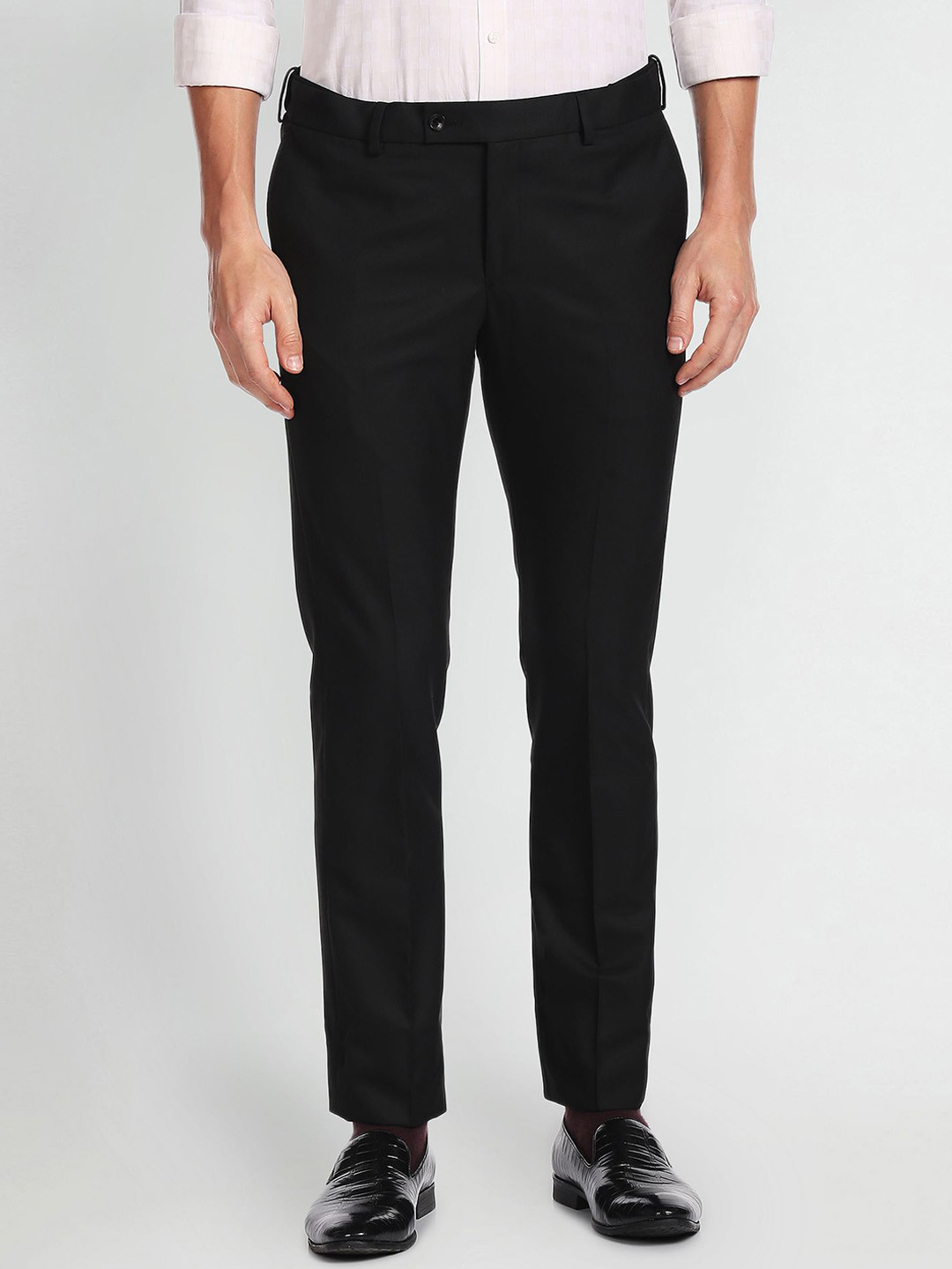 

Arrow Men Solid Dobby Formal Trousers, Black