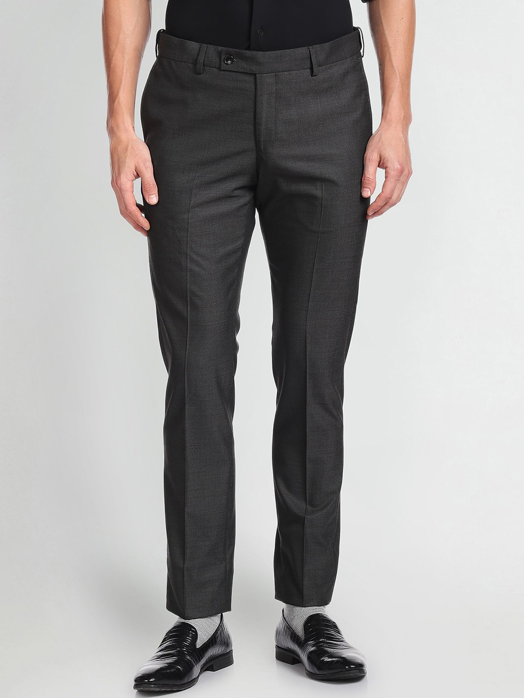

Arrow Men Solid Dobby Formal Trousers, Grey