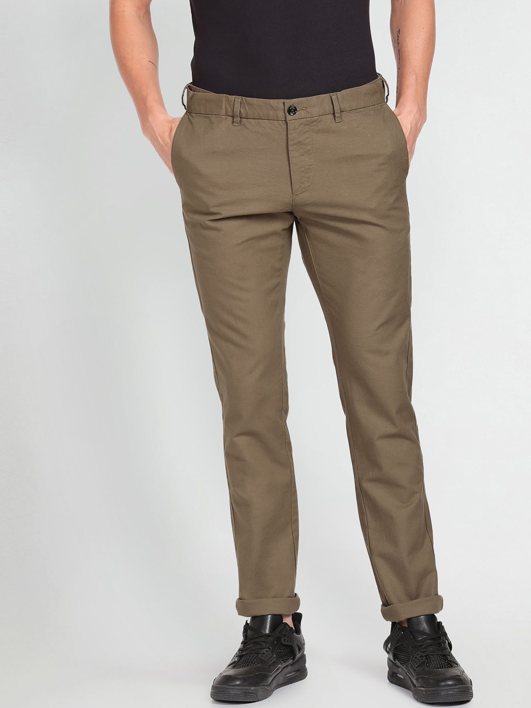 

Arrow Sport Men Slim Fit Low-Rise Regular Trousers, Brown
