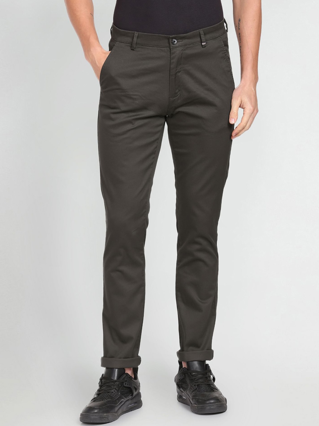 

Arrow Sport Men Skinny Fit Low-Rise Regular Trousers, Green