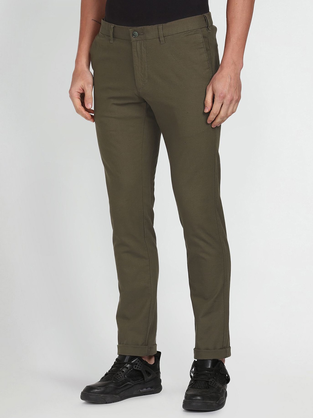 

Arrow Sport Men Smart Flex Bronson Slim Fit Trousers, Green