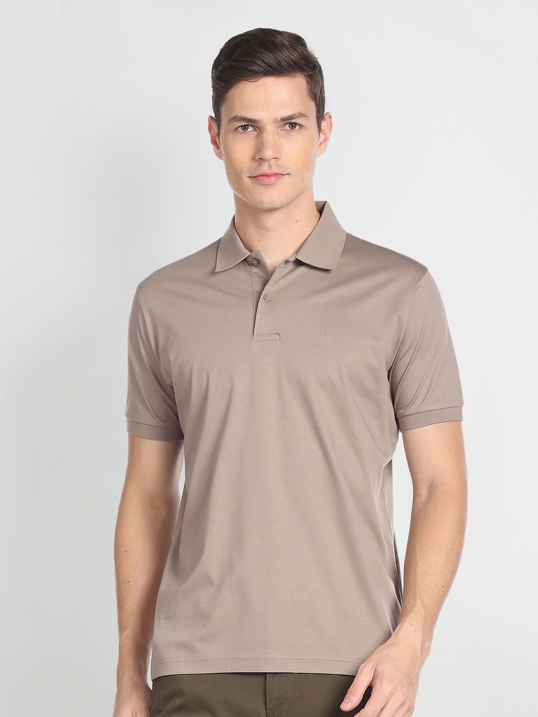 

Arrow Polo Collar Pure Cotton T-shirt, Beige