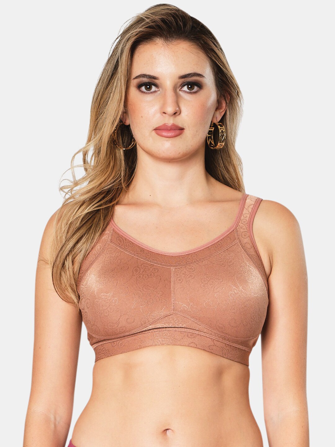 

Sonari Self Design Full Coverage Bra, Peach