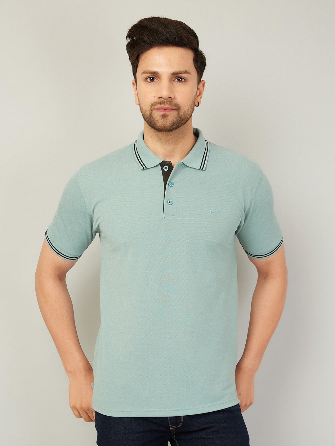 

WE PERFECT Polo Collar Fusion T-Shirt, Green