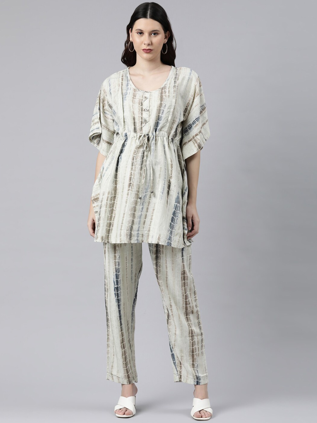 

GOLDSTROMS Maternity Feeding Printed Kaftan Tunic & Trousers, Grey