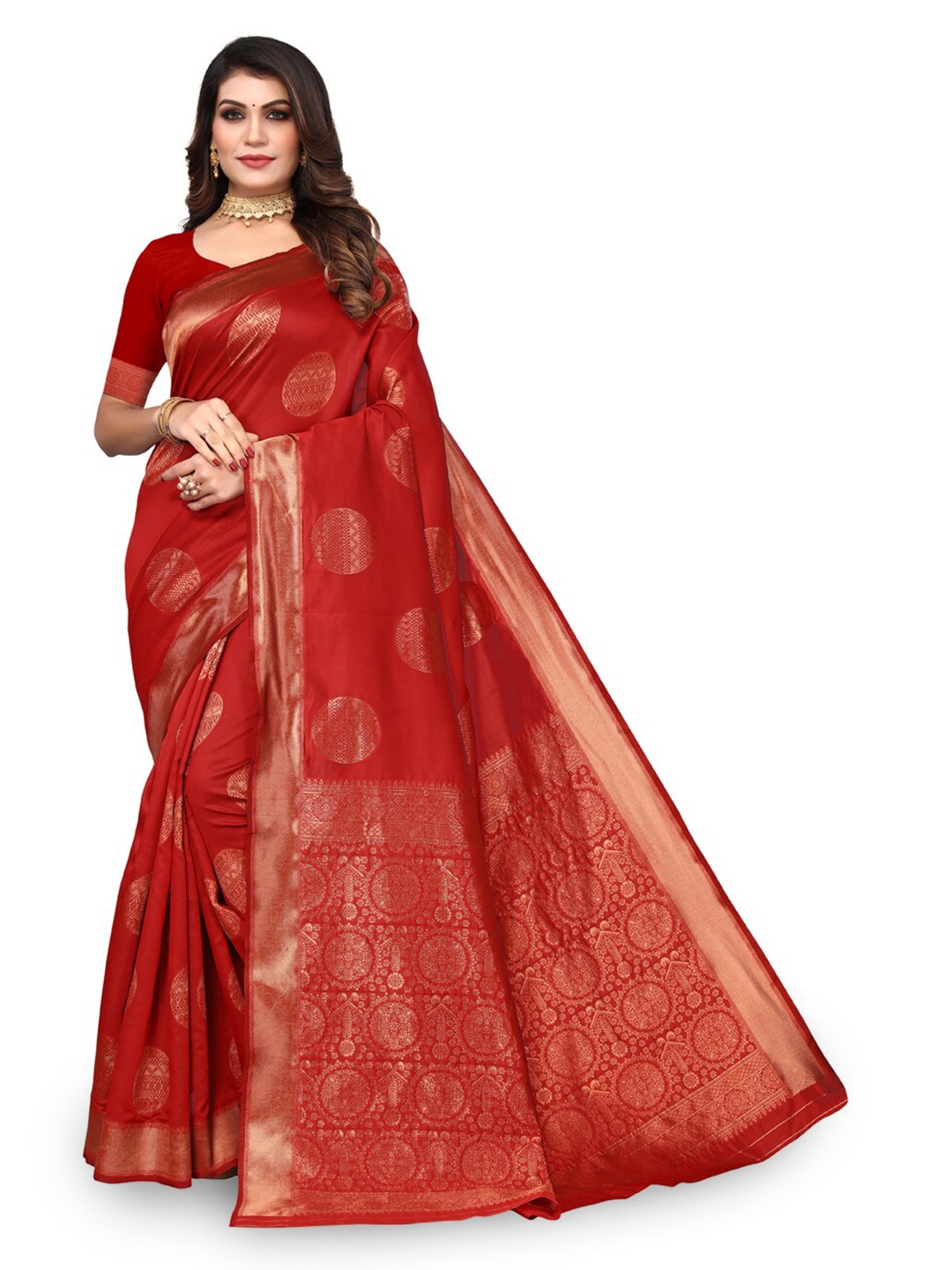 

DIVASTRI Woven Design Zari Silk Cotton Banarasi Saree, Maroon