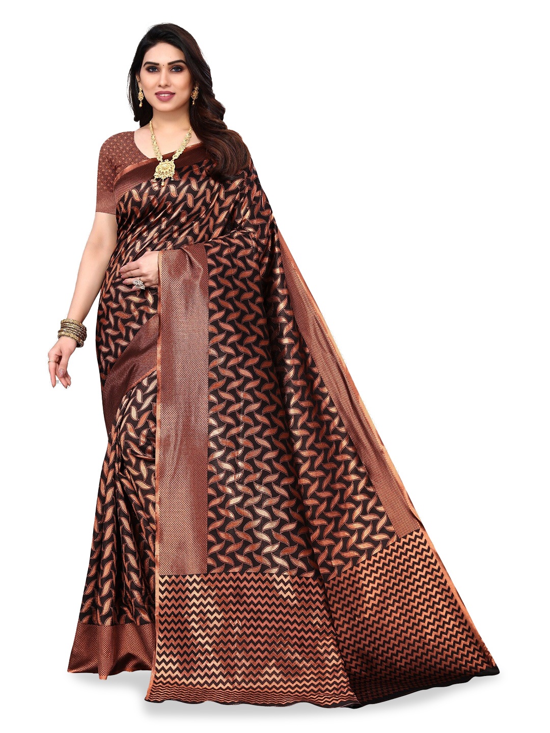 

DIVASTRI Woven Design Zari Silk Cotton Banarasi Saree, Black