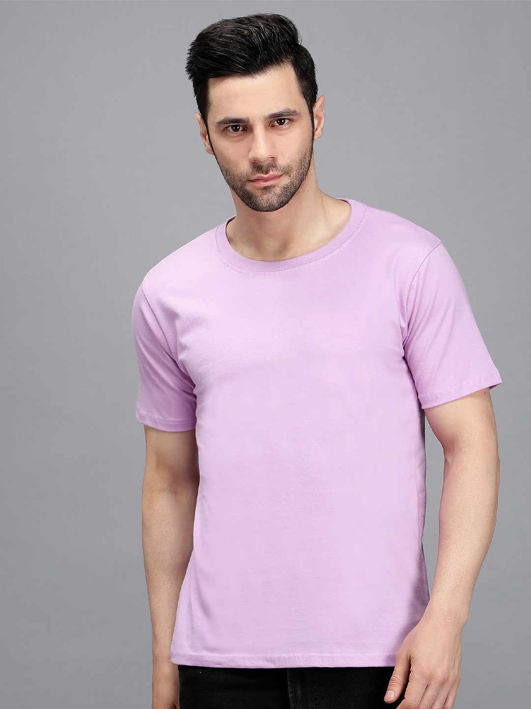 

TRENDY RABBIT Round Neck Cotton T-shirt, Lavender