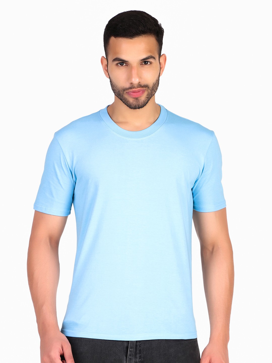 

TRENDY RABBIT Round Neck Cotton T-shirt, Blue