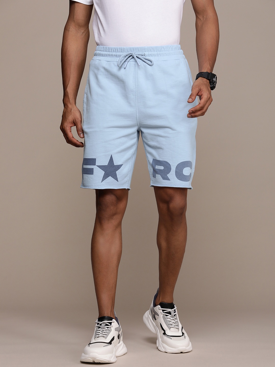 

FORCE IX Men Mid Rise Pure Cotton Shorts, Blue