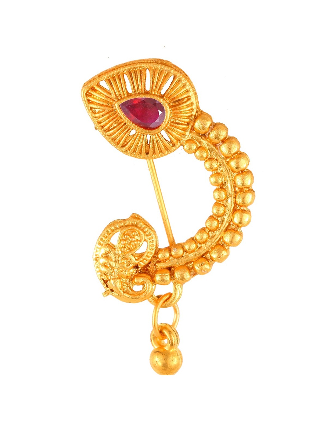 

Vighnaharta Gold-Plated CZ Stone-Studded Nosepin