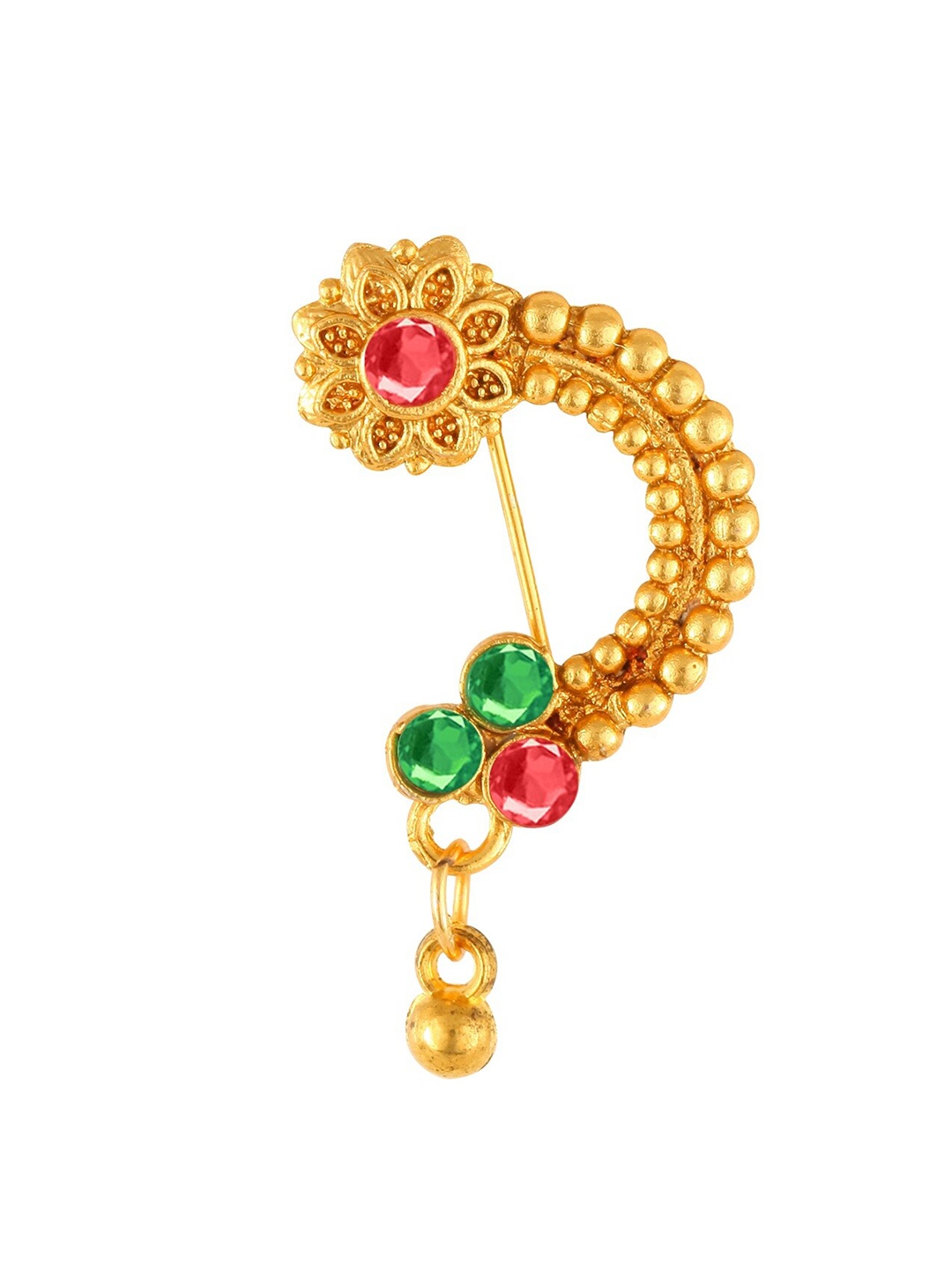 

Vighnaharta Gold-Plated CZ Stone-Studded Nosepin