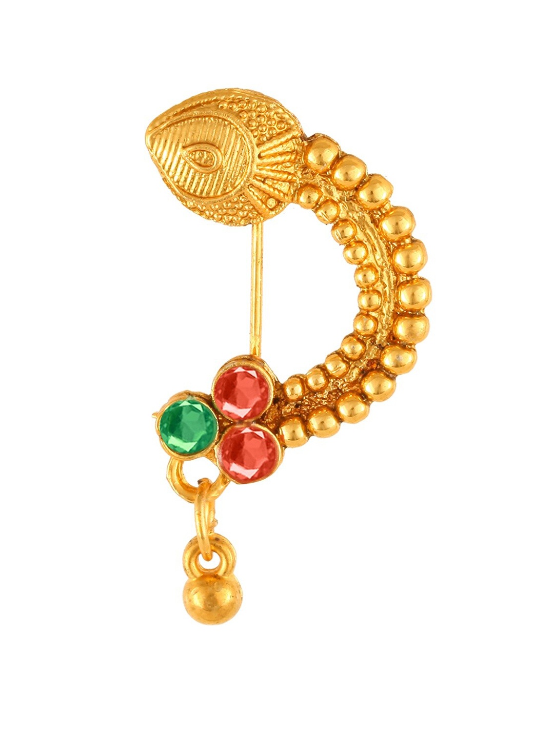 

Vighnaharta Gold-Plated CZ Stone-Studded Nosepin