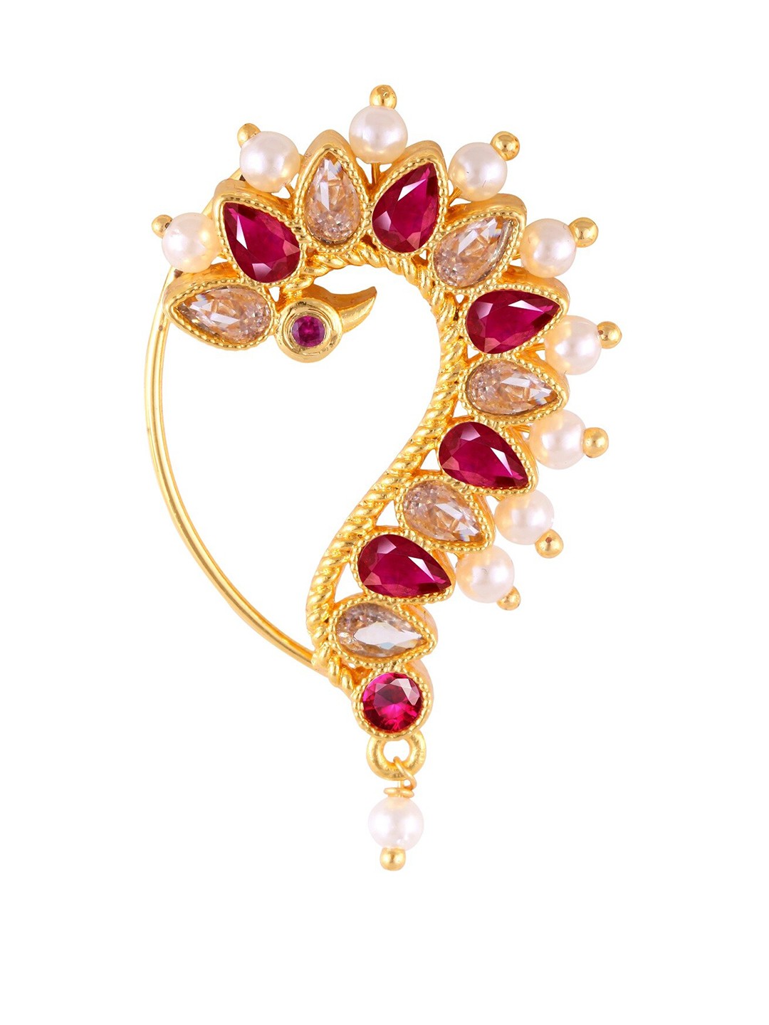 

Vighnaharta Gold-Plated Stone-Studded Nosepin
