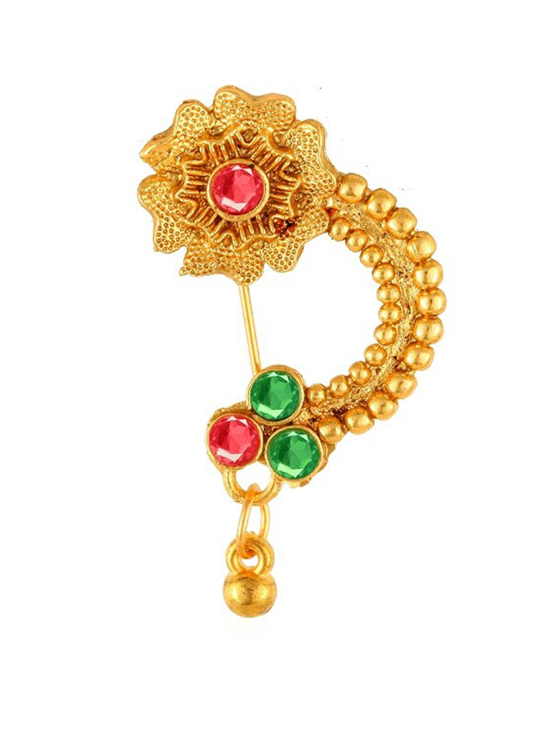 

Vighnaharta Gold-Plated Stone-Studded Nosepin