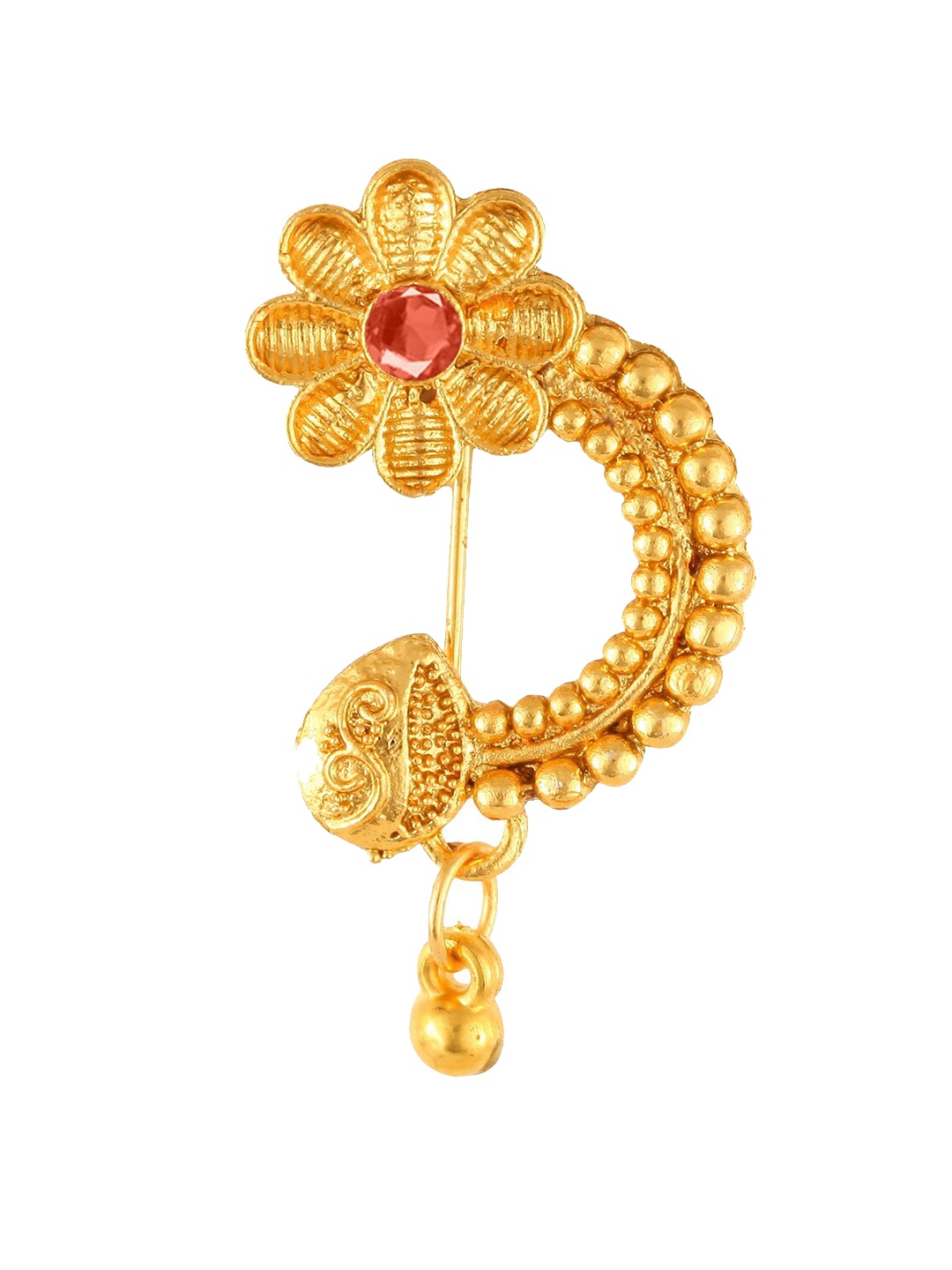 

Vighnaharta Gold-Plated Stone-Studded Nosepin