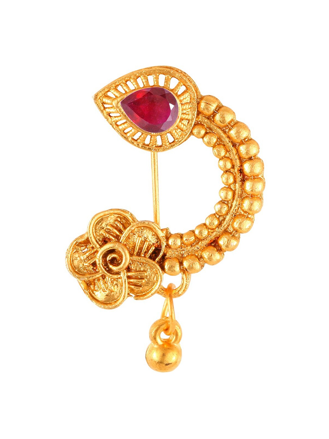 

Vighnaharta Gold-Plated Stone-Studded Nosepin
